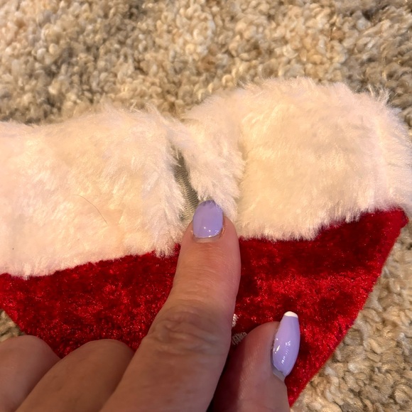 Small Pet Christmas collar scarf Red and White w/matching ankle rings with bells - Picture 6 of 10